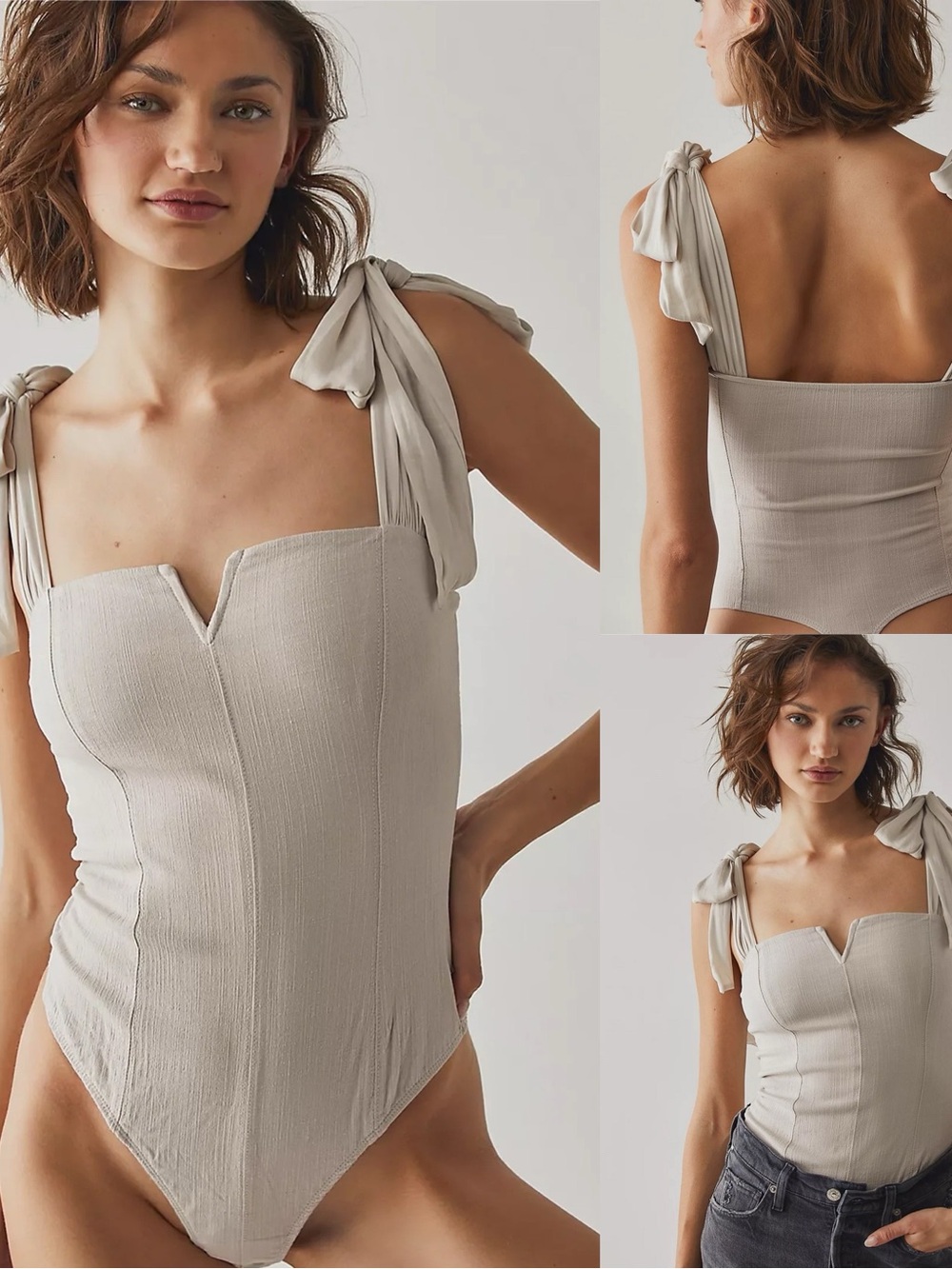 Intimately By Free People Renfaire Corset Inspired Tie Shoulder Lola Body Suit